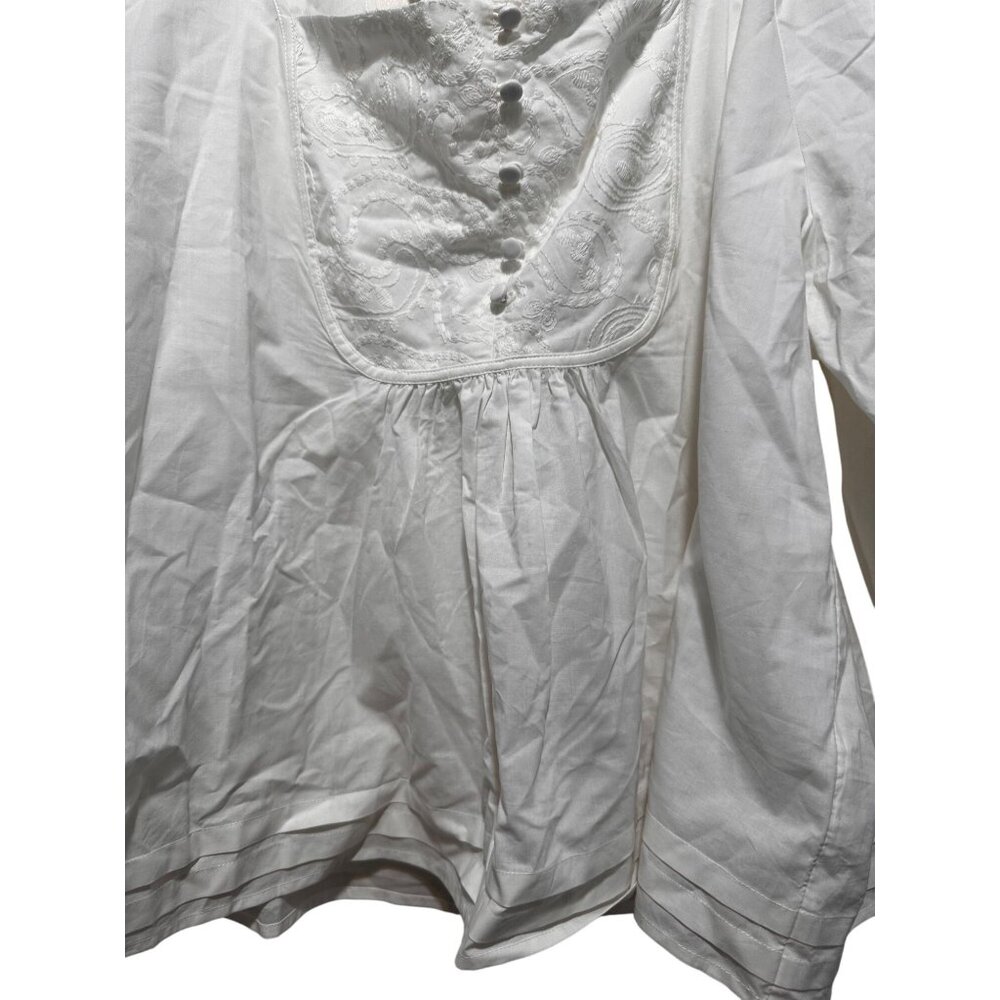 Maurices Lace Babydoll Blouse Womens 1X White Ballon Sleeves Cottagecore Peasent - Picture 10 of 16
